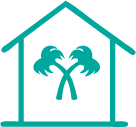 house with crossed palms icon